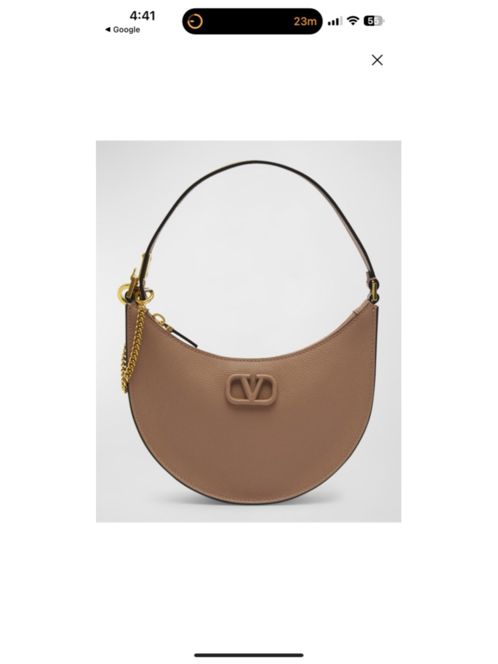 Valentino Mini Vlogo Signature Grainy Calfskin Hobo Bag Rose-Canelle
